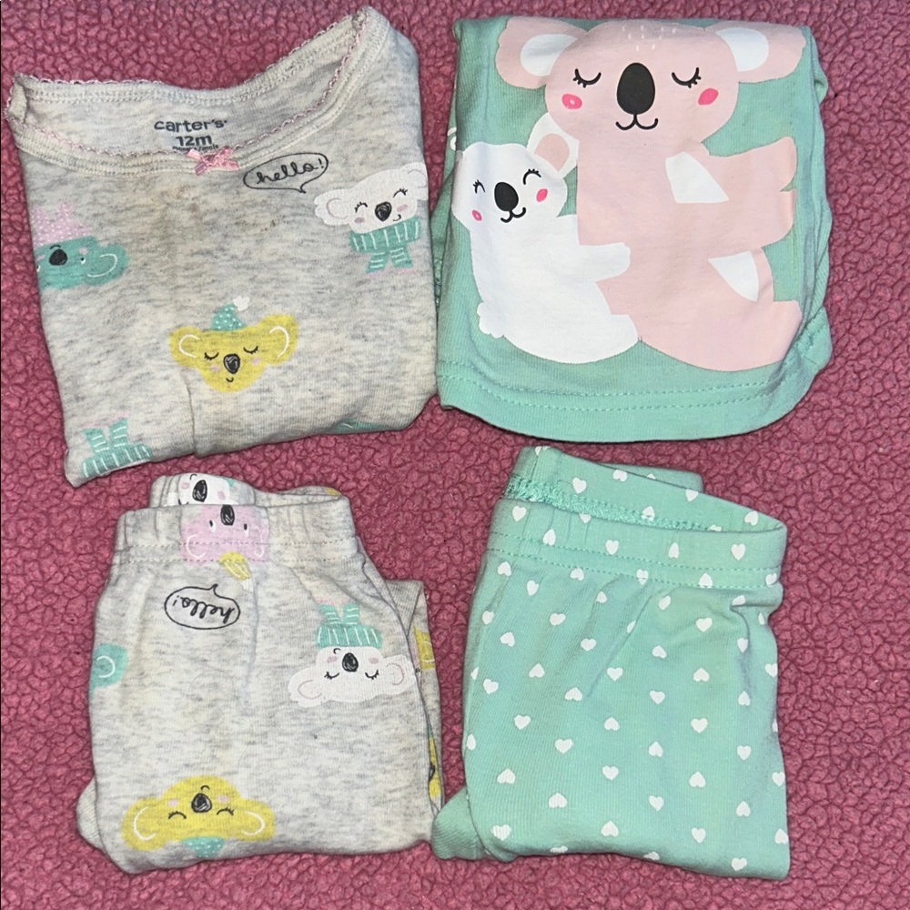 Baby Girl 12 Months Carter's Pajama Set Bundle